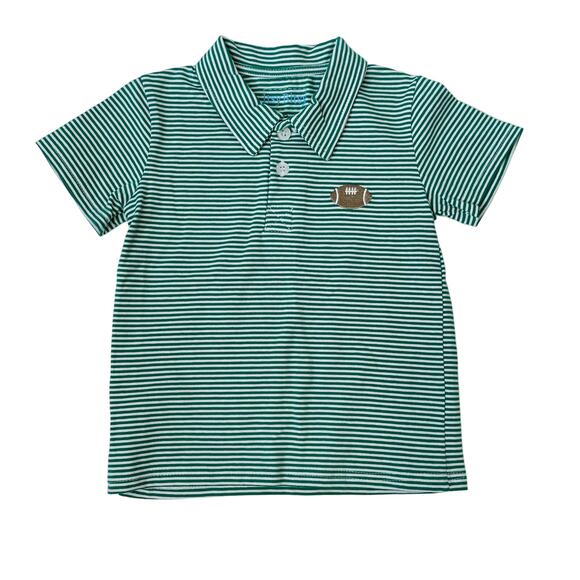 NWT Itsy Bitsy 24M Green Stripe Football Polo - Picture 1 of 3